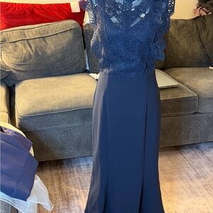 Chic Navy Lace Maxi Dress